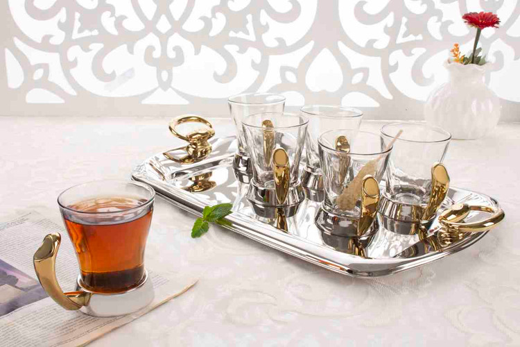 سرویس لیوان راکلند مدل پافیلی طلایی ۲رنگ